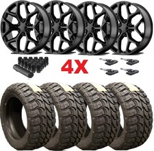 33 12.50 20 Mud Terrain Wheel Tire Package Set Gloss Black Factory Oe Snowflake