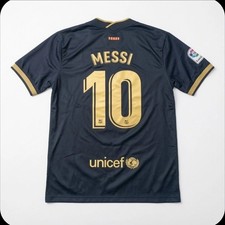 Soccer Shirt Away Rakuten Barcelona 2020-2021 (Black and Gold  Messi Zs XL