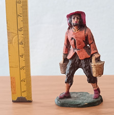 670 STATUINA PRESEPE CHIALU' CONFALONIERI IN PASTA PASTORE CON SECCHI