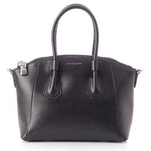 GIVENCHY Antigona Sport Mini Leather Logo 2WAY Shoulder Handbag Black Used
