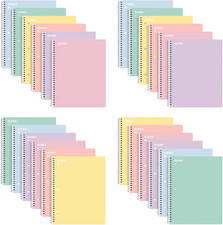 Spiral Notebooks, 24 Pack, 1-Subject, College Ruled Paper, 8" X 10-1/2", 70 Shee