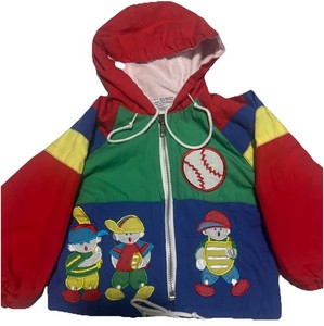 Vintage Boy’s Blue Red Yellow Green Hooded SPRING Jacket COAT Size 18 MONTHS