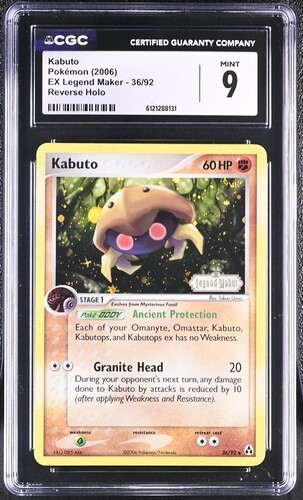 CGC 9 MINT Kabuto 36/92 Reverse Holo 2006 Pokemon EX Legend Maker STAMPED Pop 18