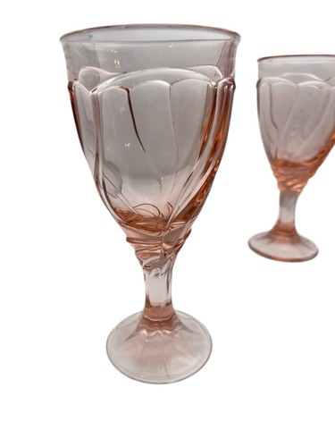 NORITAKE Sweet Swirl Peach Ice Tea Wine Goblets Glasses Set Of 4 - Picture 3 of 9