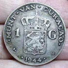 B - CURAÇAO - Netherlands Adm. - Gulden 1944-D Silver - PATINA - SCARCE