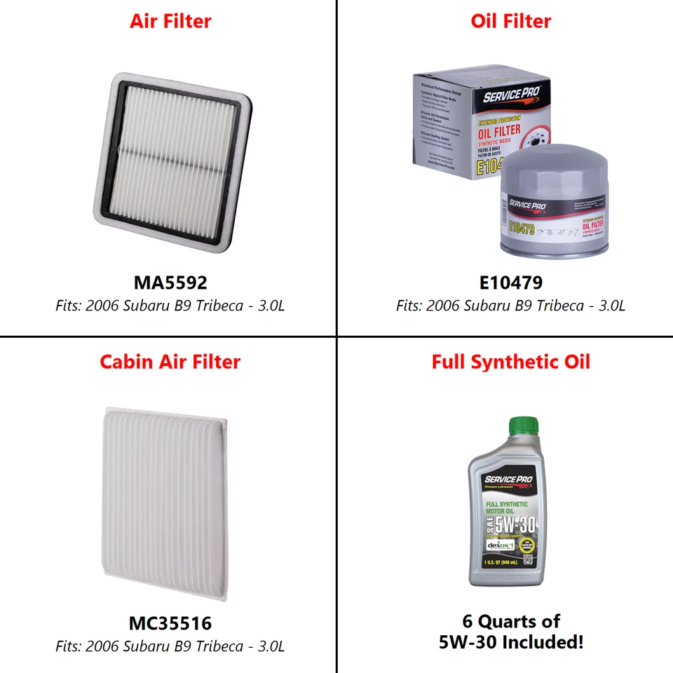2006 Subaru B9 Tribeca 3.0L Complete Air, Oil & Cabin Filter Kit (5W-30) - Image 2 of 4