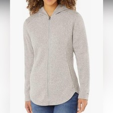 Eddie Bauer XL Women's Gray Radiator Fleece 2.0 Long Full Zip Jacket with Hood