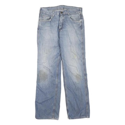 Carhartt Herren Regular Fit Hellblau Denim Jeans Baumwollmischung Knopf W32 L32