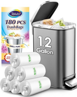 1.2 Gallon 180 counts Small Strong Trash Bags 5 Liter Garbage Bags Bags for home