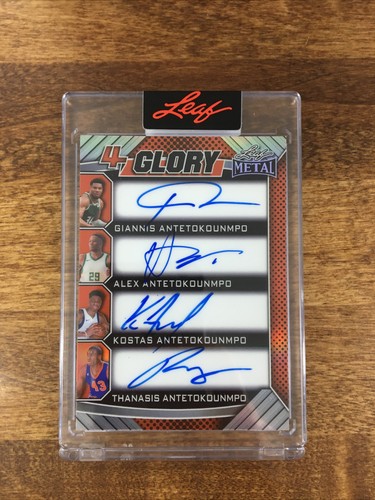 2025 Leaf Metal Giannis Alex Kostas Thanasis Antetokounmpo 4 Glory Quad Auto 2/7