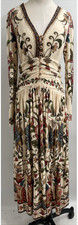 FARM RIO Women's Long Sleeve V Neck Cream Majestic Hearts Midi Dress Size S