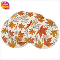Tischset Rund 4Er Set Leinen Abwaschbar 35Cm AhornbläTter Orange Herbstdeko