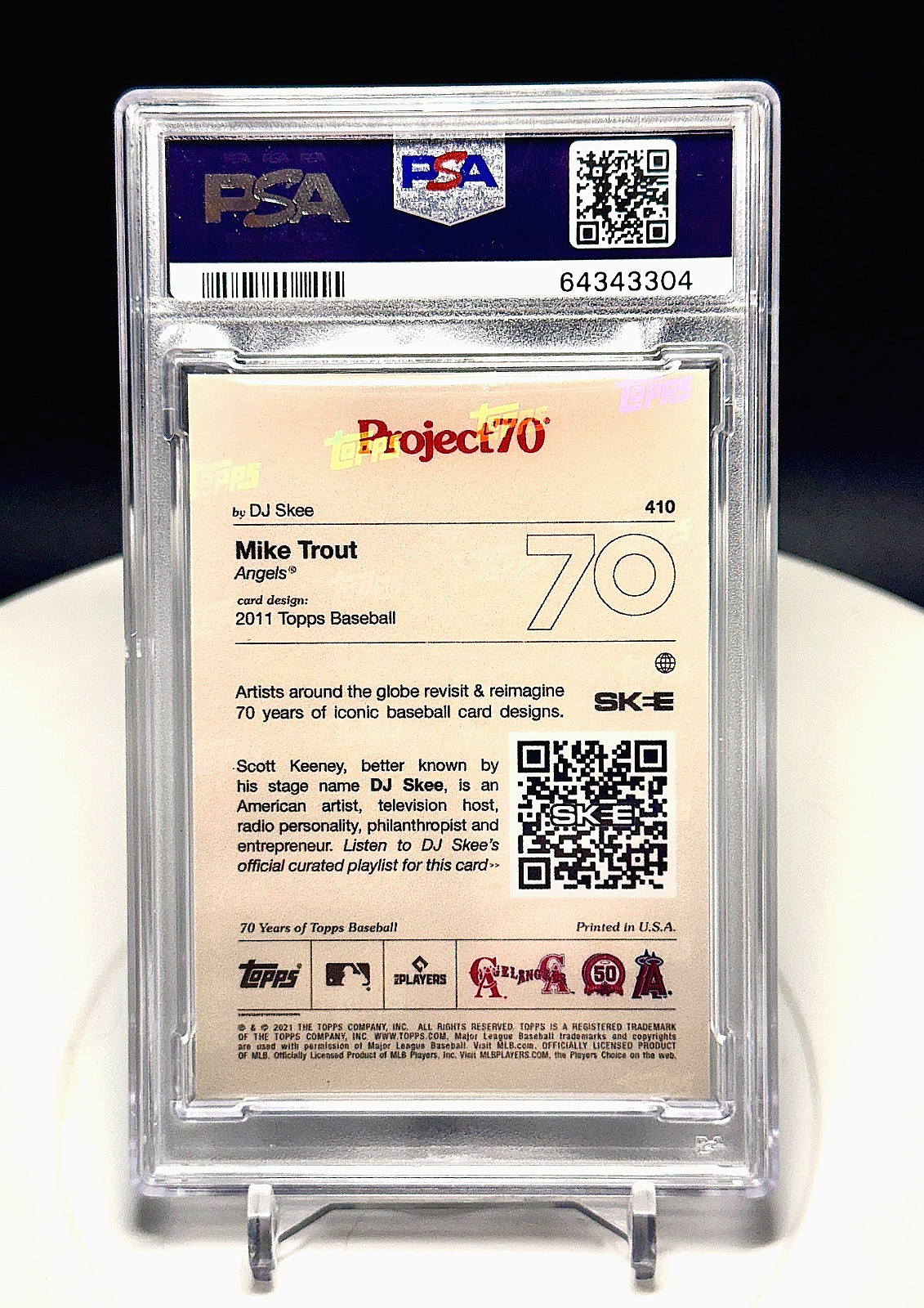 MIKE TROUT 2021 TOPPS PROJECT 70 #410 ARTIST SIGNED SP /5925 ( AUTO PSA 10 &10) view 3