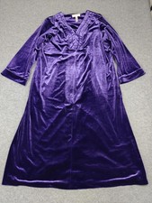 Oscar De La Renta Pink Label Dress Womens 1X Purple Velvet Maxi V-Neck Pockets