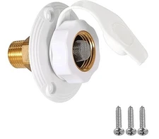 White Universal Direct Replacement RV Water Inlet