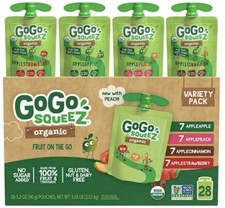 GoGo SqueeZ, Organic Applesauce, Variety Pack 3.2 Ounce 28 Count