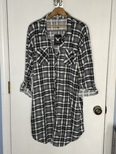 White Mark Shirt Dress 2XL Black & White Plaid Pockets ButtonUp Lightweight NWT