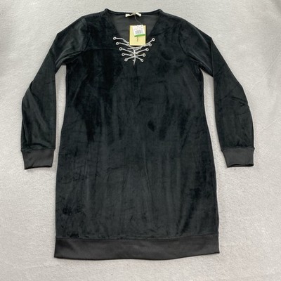 Michael Kors Dress Womens Large Black Sheath Long Sleeve V Neck