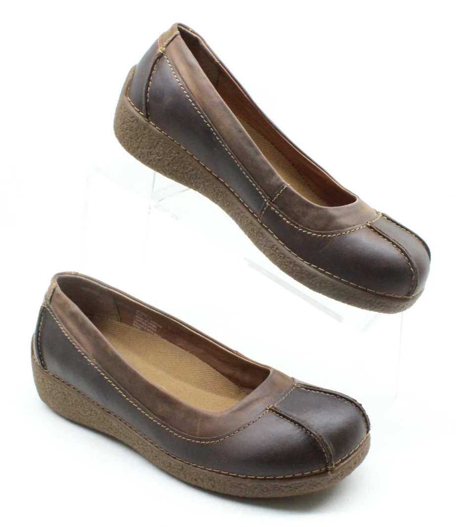 Duluth Trading Andina Skimmer Brown Distressed Oiled Leather Slip On Shoe 7.5 M