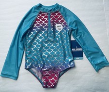 NWT Reel Legends Girls 2T Long Sleeve Mermaid Scales Swimsuit Sun Protection