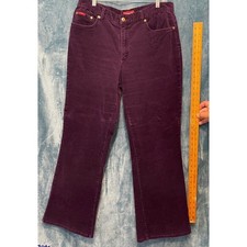 Chaps Denim Womens Purple Corduroy Flare  Pants Size 12 High Rise Cotton Blend