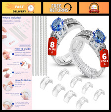 Adjustable Ring Sizers - 8 Clip-On  6 Coil Adjusters for Loose Rings - Unisex R