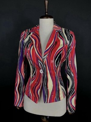 vintage roccobarocco multicolor abstract print blazer jacket