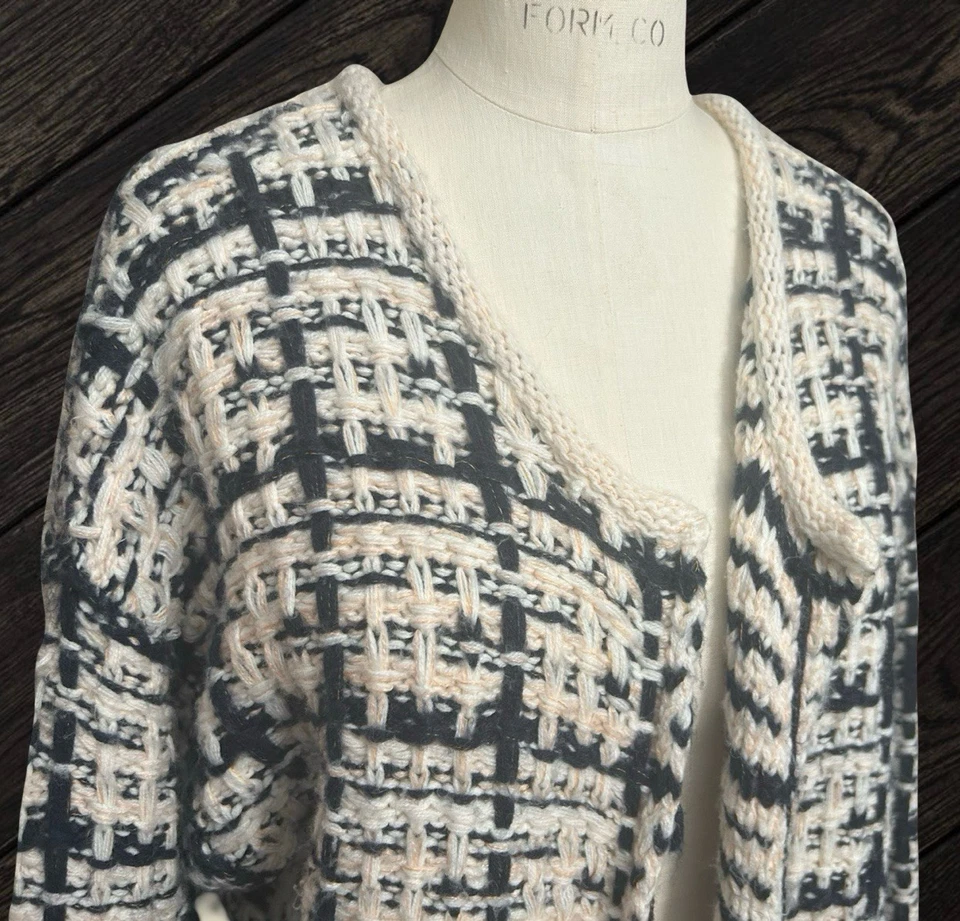 Cárdigan Michelle Nicole Grueso Tejido Abierto Suéter Mezcla de Lana Para Mujer Talla Mediana Foto 3 de 4