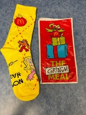 2025 McDONALD'S Grinch Socks Christmas Adult Happy Meal Yellow Socks
