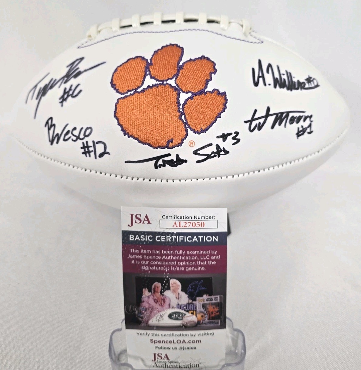 Antonio Williams Autographed Signed Clemson Tigers Wesco Moore Brown + Football JSA AL27050 