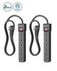 DEWENWILS 2-Pack Surge Protector with 6 Outlets 300J 15A Right Angle Plug