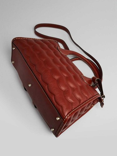 Chloe Brown Edith Quilted Leather Medium Satchel Bag - Picture 3 of 12