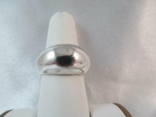 VINTAGE VERSILBERTER BREITER HOCHGLANZ STATEMENT RING Gr. 7 1/4, glänzend - Bild 3 von 9