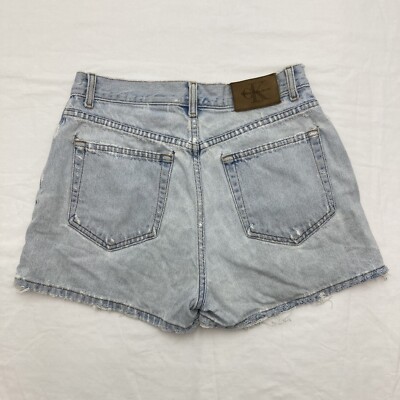 90s Vintage Distressed Calvin Klein Denim Jean Shorts Light Wash Fits  27/28