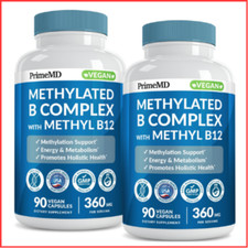 METHYLATED B COMPLEX with Methylfolate B12 for Men Women 90ct 2 Pack PRIMEMD