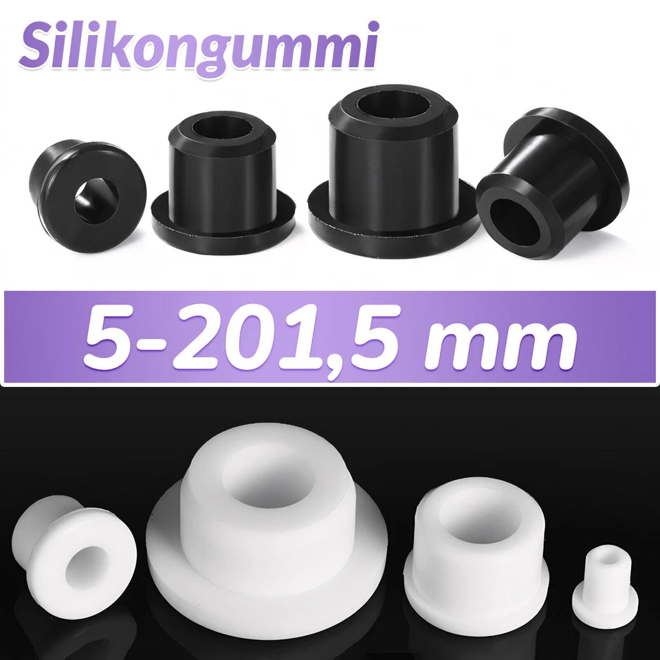 MARKENLOS Schwarz / Weiß Durchgangstülle Kabeltüllen Gummitüllen Gummistopfen 5mm-201,5mm