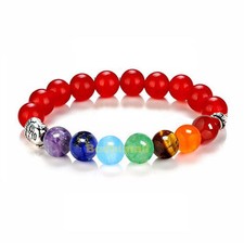 Red Agate 7 Chakra Healing Balance Beads Reiki Prayer Yoga Buddha Bracelet