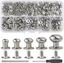 120 Sets round Head Button Stud Assorted Sizes Button Screw Stud for Leather Chi