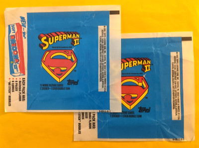 1980 Topps Superman II Movie EMPTY set of 2 Wrappers.