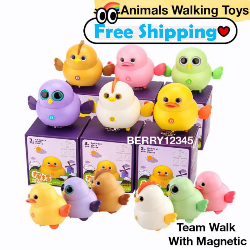 6 PCS Animals Walking Electric Toys Swinging Magnetic Walk Chicken Duck Baby toy