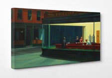 ☕️Edward Hopper Nighthawks Nottambuli Stampa su Tela Canvas Vernice Pennellate