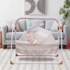 Electric Auto-Swing Bed Baby Cradle Crib Infant Sleeping Rocker Cot Bluetooth