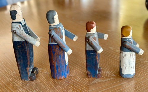 Vintage Handarbeit WOLFSBACH Holz Land Bauernfamilie Volkskunst Figuren signiert - Bild 4 von 24