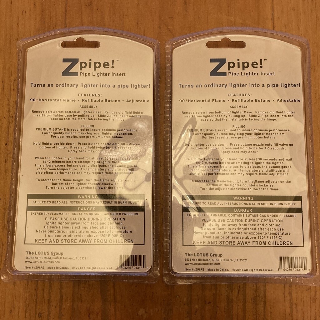 2 Pack) Z-Plus Pipe Lighter Butane Insert Soft Flame Lighter