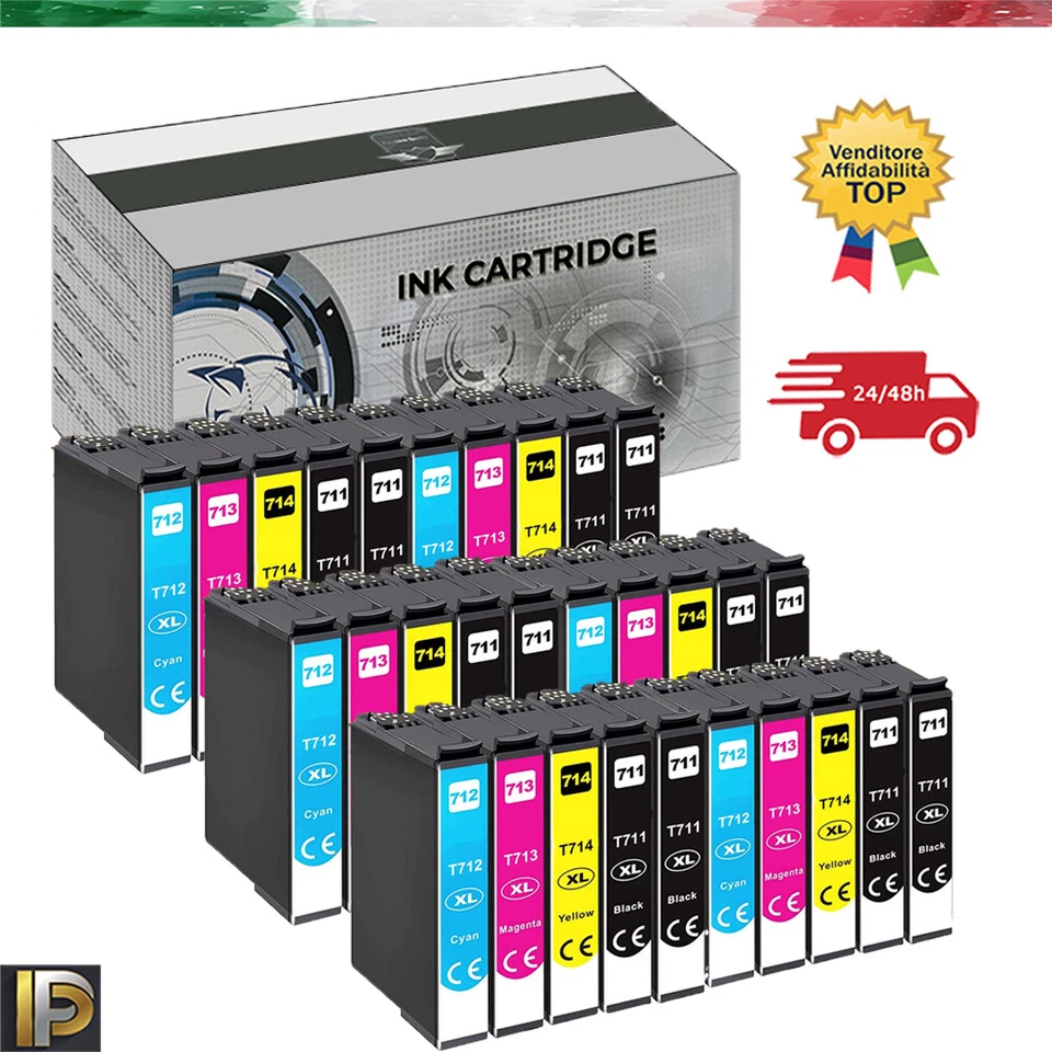 PILOGICO 30 CARTUCCE PER EPSON T0711 T0712 T0713 T0714 711 712 713 714 NEW CHIP