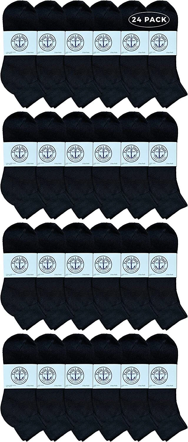 24 PK Men's Premium Cotton Quarter Ankle Sport Socks Size 10-13 Solid Black
Opens in a new window or