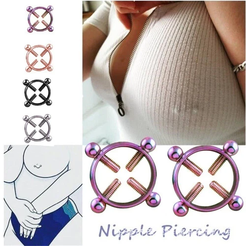 Paar Verstellbare Nippel Clip Gefälschte Nippel Ring Nippel Bar Nicht v - Bild 1 von 33