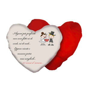 Cuscino A Forma Di Cuore Con Scritta Anniversario Matrimonio 25 Anni Idea Regalo Ebay