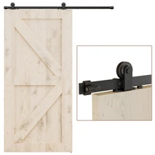 4ft-20ft Steel Sliding Barn Door Hardware Closet Track Kit for Double Wood Doors