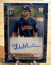 Brice Matthews 2024 Bowman Chrome Blue Refractor Auto /150 Astros